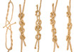 Four pieces of rope fastened in four different knots Four pieces of rope fastened in four different knots
