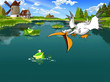 Pelican hunts for the Frog