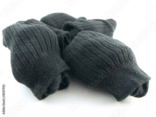 Plain Black Socks on White Background