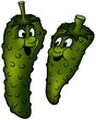Gherkin - green vegetables, cartoon illustration