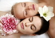 Beauty shot of two young faces side by side