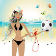 Beautiful girl plays volleyball