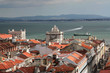 Bird view of central Lisbon with its red roofs