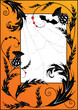 Halloween illustration with  thistle, spiderweb  and bat