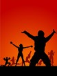 exercising people