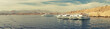 Group of white yachts panorama