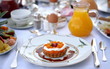 Breakfast table with sweet tart