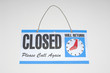 Sign reading Closed and Will Return