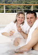 Mature couple having fun in the bathtub