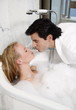 Couple enjoying bubble bath together