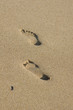 Foot prints on the wet sand