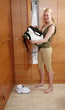 Woman in locker room after work out