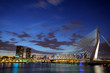 Erasmus bridge on Meuse river, Rotterdam at night