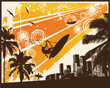 Orange Retro Sunset Surfer Palm City Orange Retro Sunset Surfer Palm City