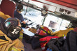 Firefighters travelling to an emergency