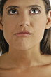 "Female young adult face;upset expression"
