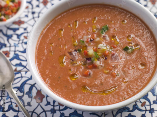Photo: Bowl of Chilled Gazpacho Soup Bowl of Chilled Gazpacho Soup