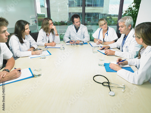 Conference Room Meeting. group of doctors meeting in