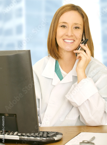 Doctor Calling On Her Desk