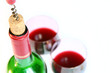 Corkscrew and wine bottle