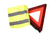 warning triangle and yellow waistcoat