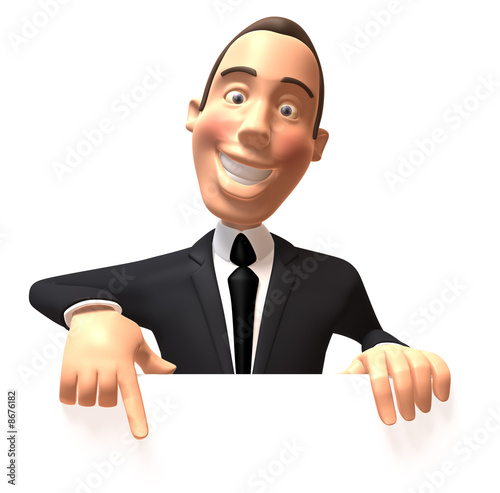 Businessman avec un panneau blanc
