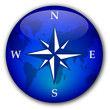 Compass button with world map inlay Compass button with world map inlay
