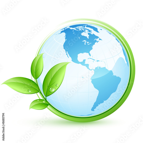 Vektor: planète terre bleue et feuilles planète terre bleue et feuilles