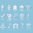 Light Gray Icons with Relections on Blue Set 1