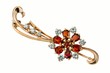 Golden brooch with garnet and brilliants Golden brooch with garnet and brilliants