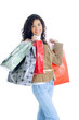 happy young lady holding shopping bags