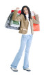 happy young lady holding shopping bags
