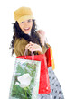 happy young lady holding shopping bags