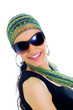 fashion young woman with sunglasses and headscarf
