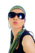 fashion young woman with sunglasses and headscarf