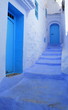 Blue steps leading to door