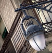 Closeup of lantern on building