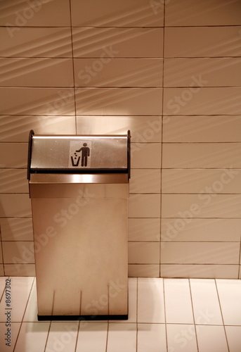 Photo: Garbage can in public bathroom Garbage can in public bathroom
