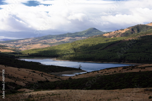 Photo: Mountain landscape with body of water;Atlas mountains;Morocco Mountain landscape with body of water;Atlas mountains;Morocco
