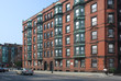 street scene with old apartment building street scene with old apartment building
