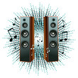 vector illustration with loudspeakers and notes