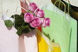 Shopping bags and roses