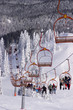 Skiers riding the ski-lift on Jahorina mountain, near Sarajevo,