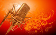 Professional microphone in beams of red light Professional microphone in beams of red light