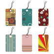 six tags with funky designs