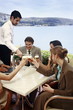 Office workers having drinks in outdoor cafe