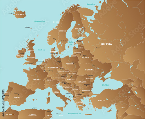 Vektor: Europakarte_Länder_Hauptstädte0 Europakarte_Länder_Hauptstädte0