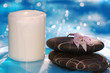 spa stones with candle