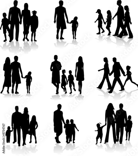 Vektor: Family Silhouettes Family Silhouettes