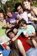 Teenagers hanging out;eating